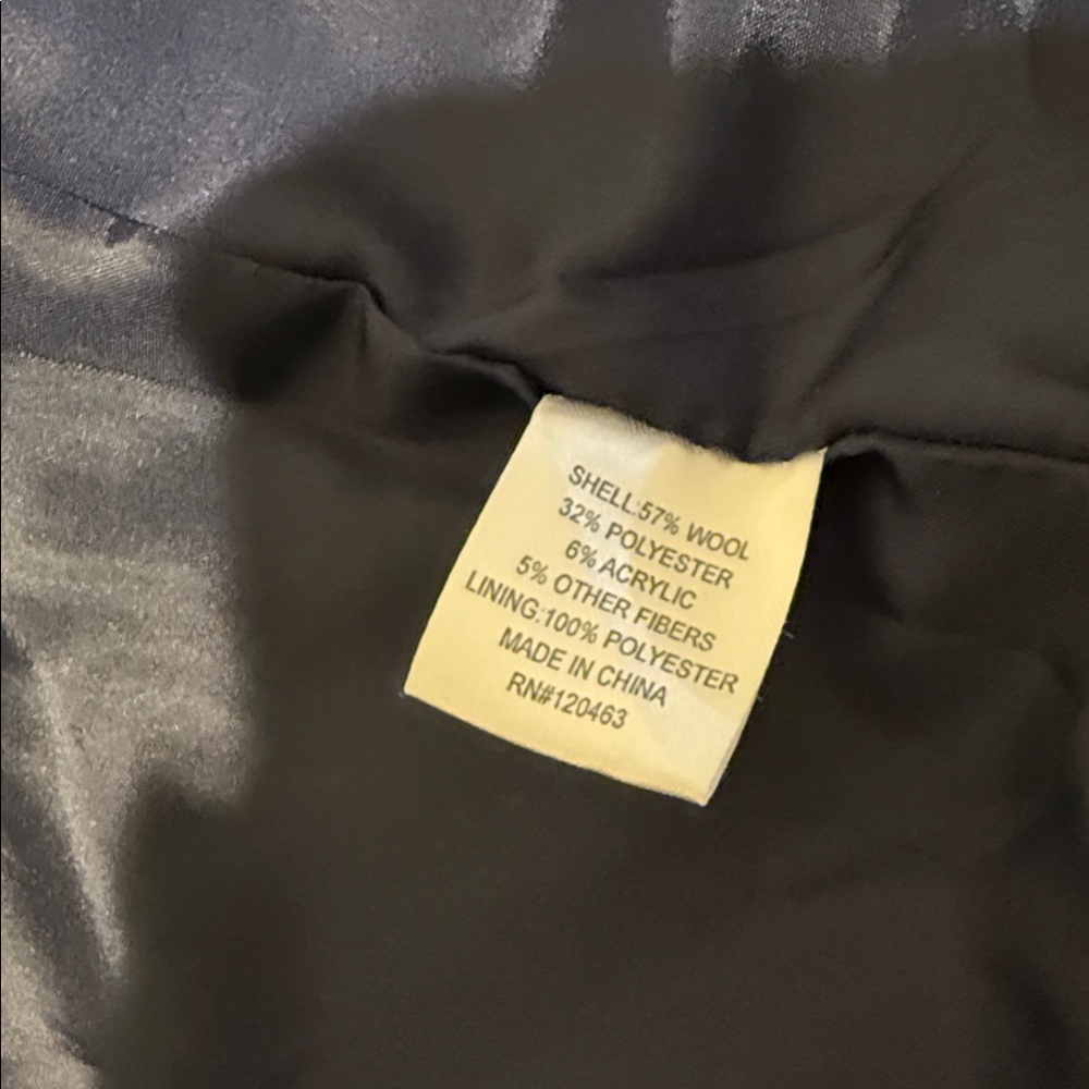 Wool Blend Navy Blue Cape with Zipper and Pockets Autumn Ready Preppy Warm Large - Picture 8 of 11